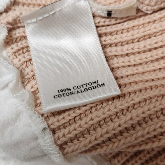 Ann Taylor Sweater Size Medium Peach Lace Hem - Picture 6 of 11